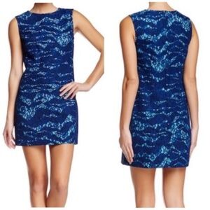 NWT Cynthia Steffe blue lace zebra pattern combo mini dress sheath size 8